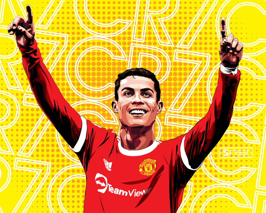 Cristiano Ronaldo Manchester United Comic Art Wallpaper