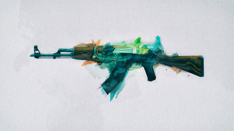 Cs Go Ak-47 In Fire Serpent Skin Wallpaper