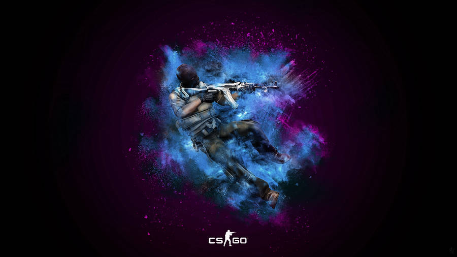 Cs Go Pink And Blue Smoke Explosion Wallpaper