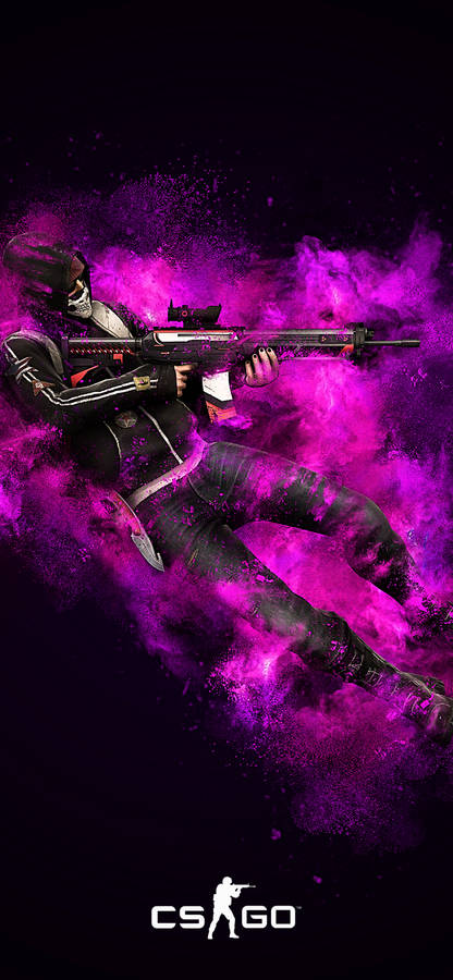 Cs Go Soldier In Purple Smoke Cloud Iphone Wallpaper