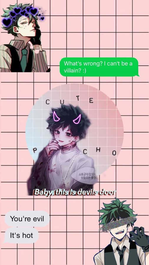 Cute Aesthetic Deku Pink Background Wallpaper