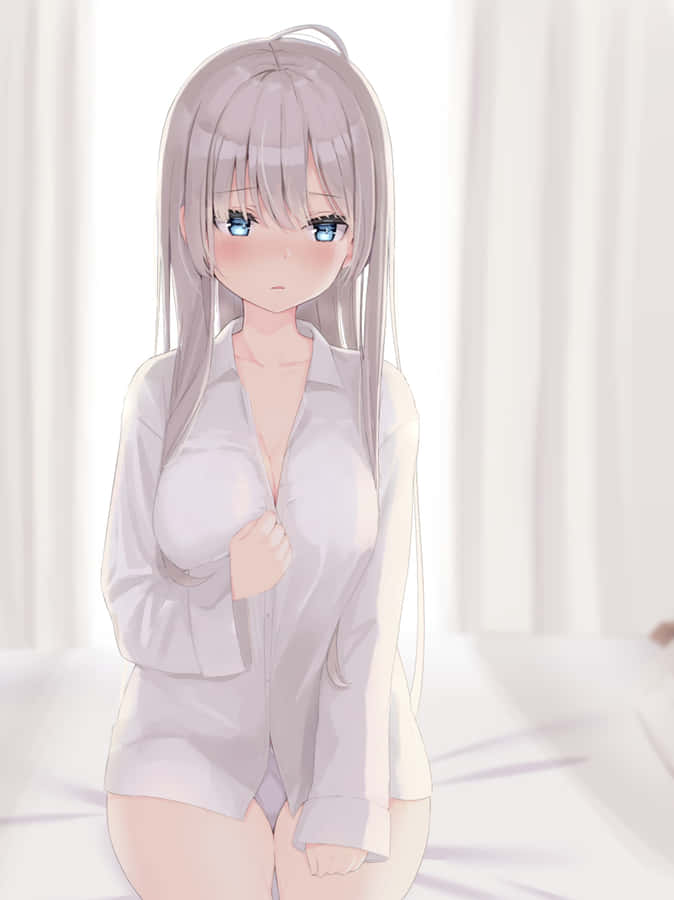 Cute Anime With Blushing Cheeks Wallpaper