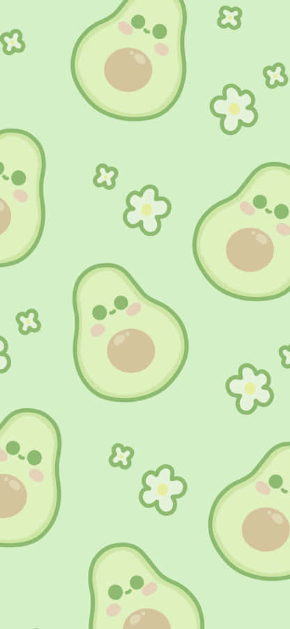 Cute Avocado Pattern Green Background Wallpaper