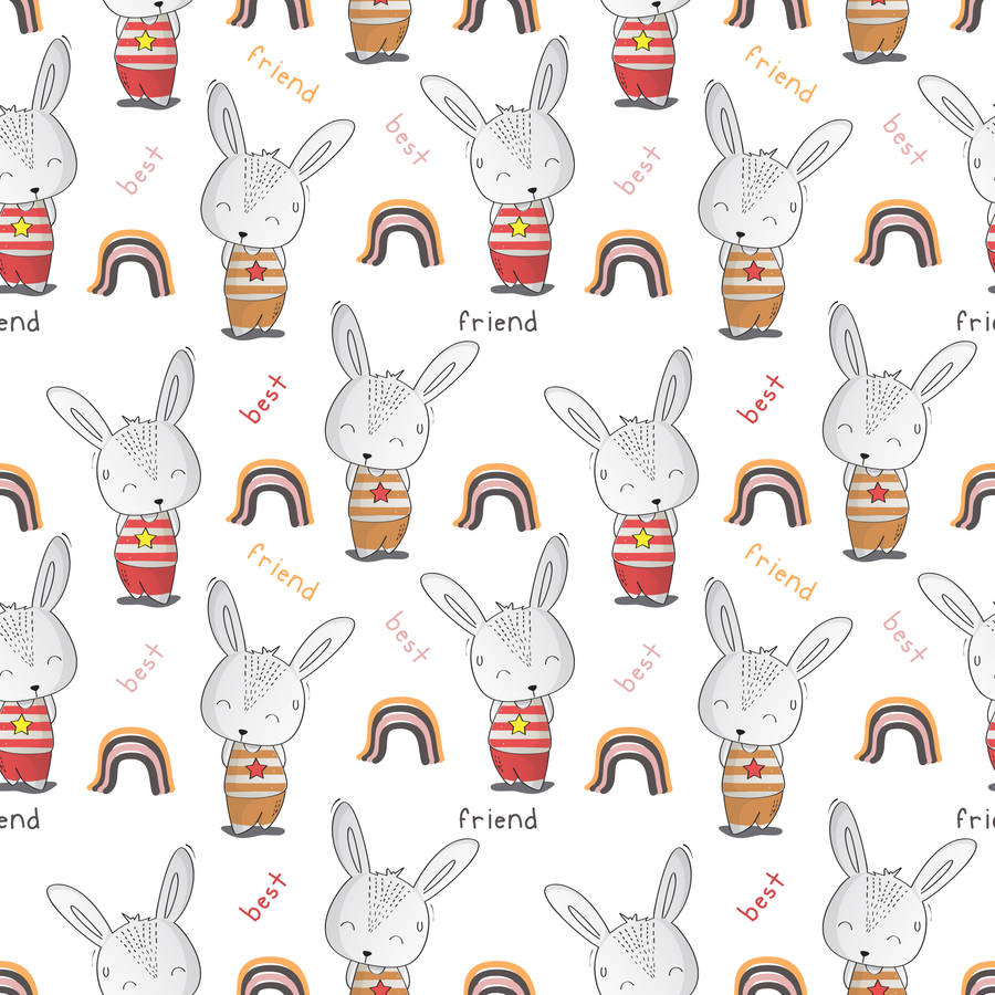 Cute Best Friend Bunny Rainbow Wallpaper