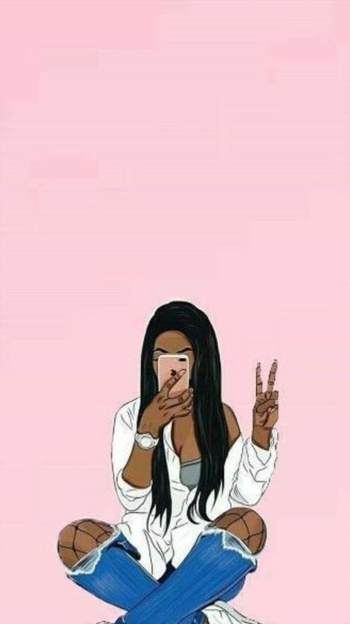 Cute Black Girl Cartoon Wallpaper