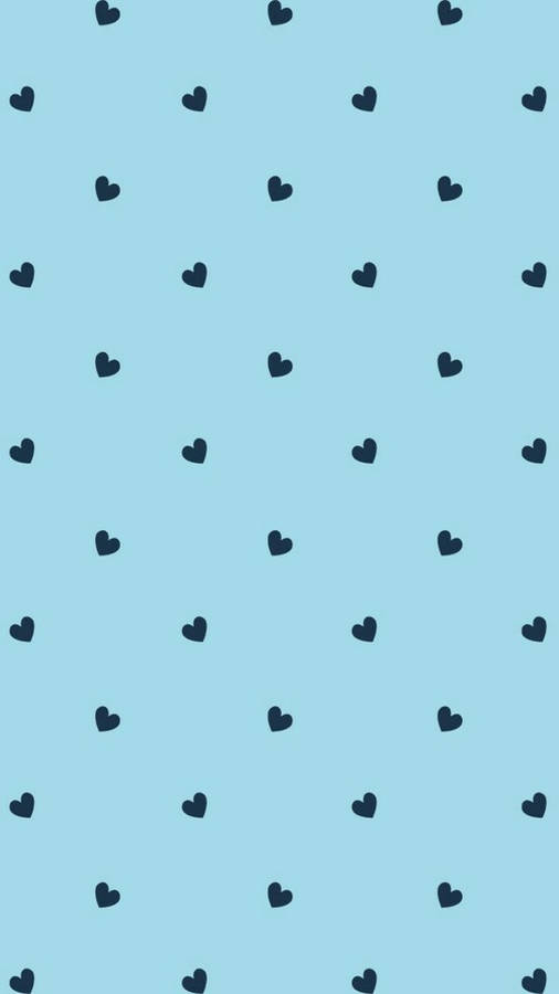 Cute Blue Phone Hearts Wallpaper