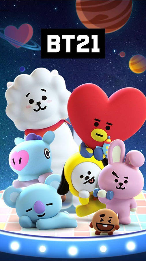 Cute Bt21 3d Space Wallpaper