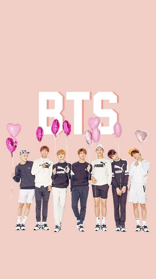 Cute Bts Heart Balloons Wallpaper
