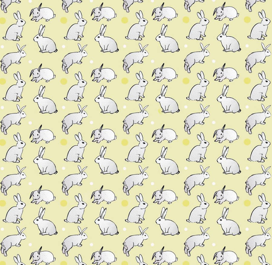 Cute Bunny Drawing On Yellow Wallpaper