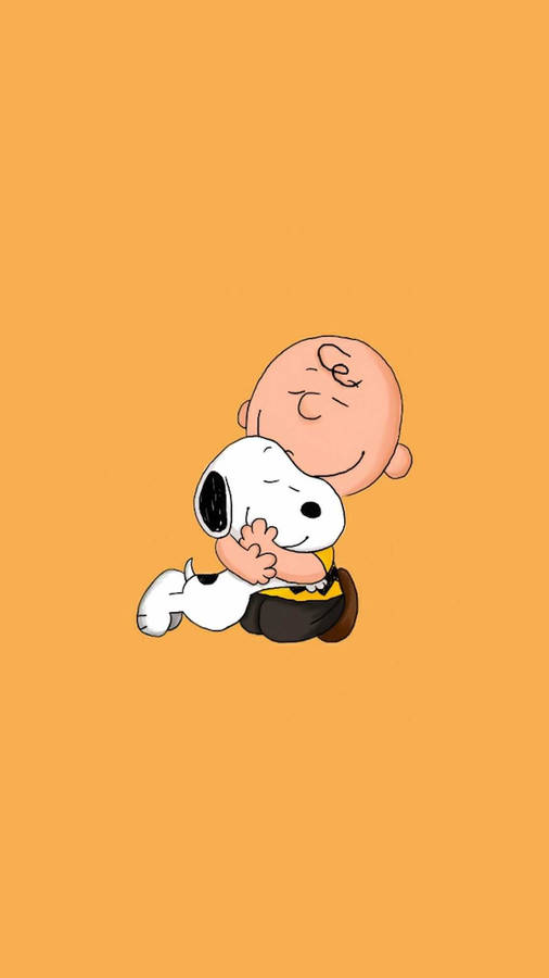 Cute Charlie Brown Hugging Snoopy Wallpaper