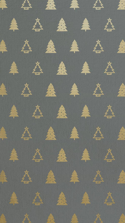 Cute Christmas Iphone Gold Trees Wallpaper