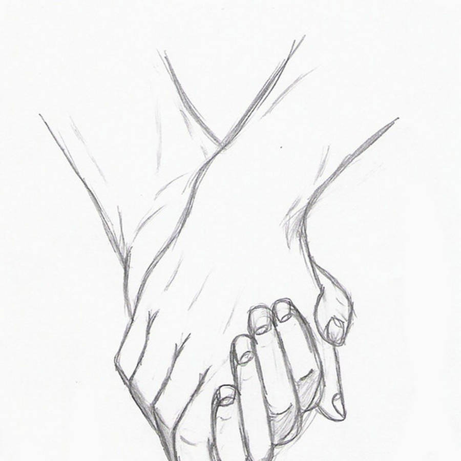 Cute Couple Drawing Of Hands Intertwined Wallpaper