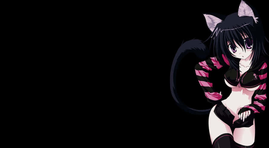 Cute Dark Anime Cat Girl Wallpaper