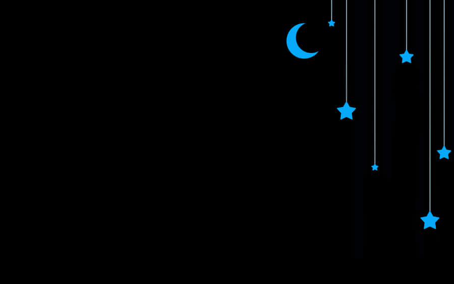 Cute Dark Moon And Stars Wallpaper