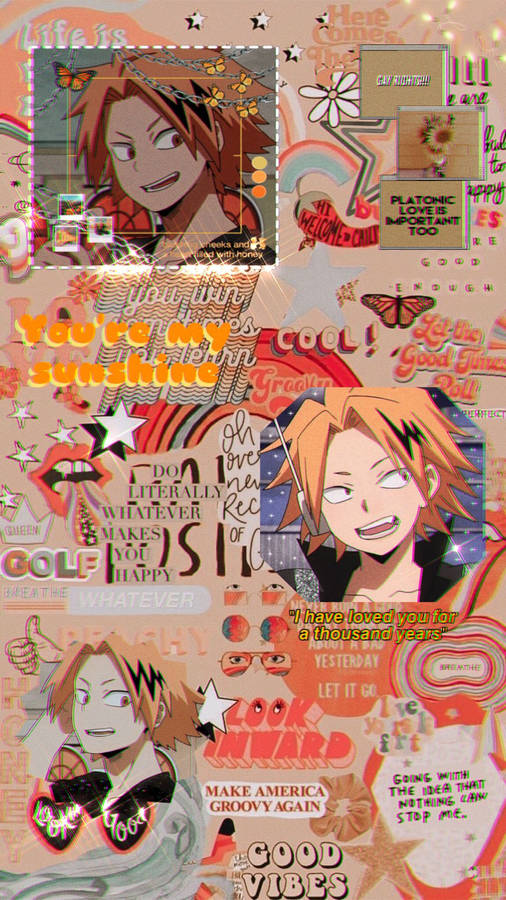 Cute Denki Orange Collage Wallpaper