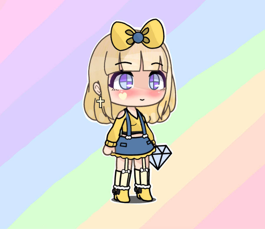 Cute Gacha Life Girl With Yellow Ribbon Wallpaper