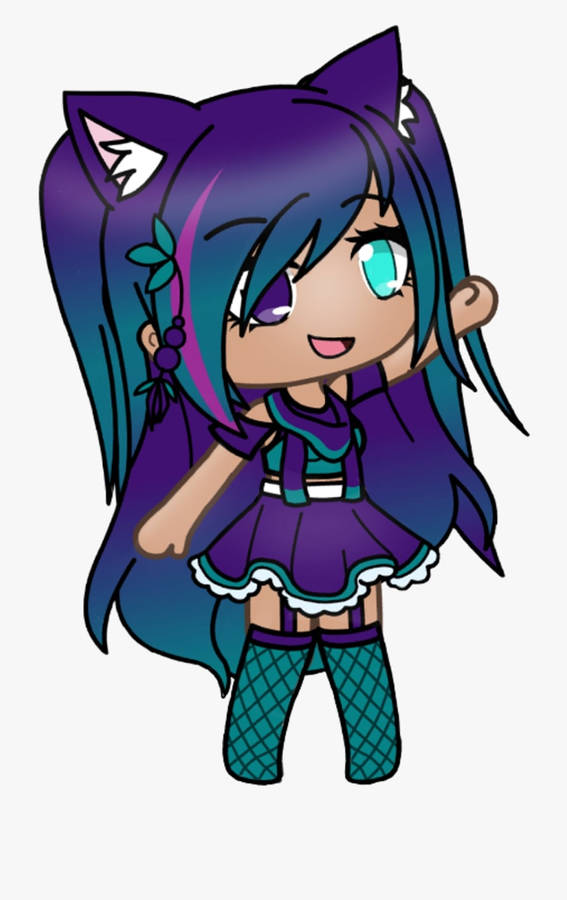 Cute Gacha Life Purple Green Girl Wallpaper