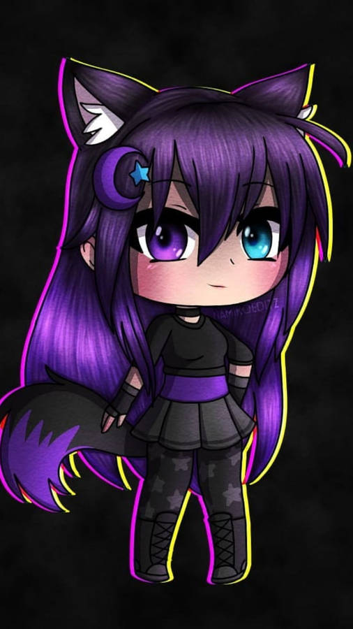 Cute Gacha Life Purple Wolf Girl Wallpaper