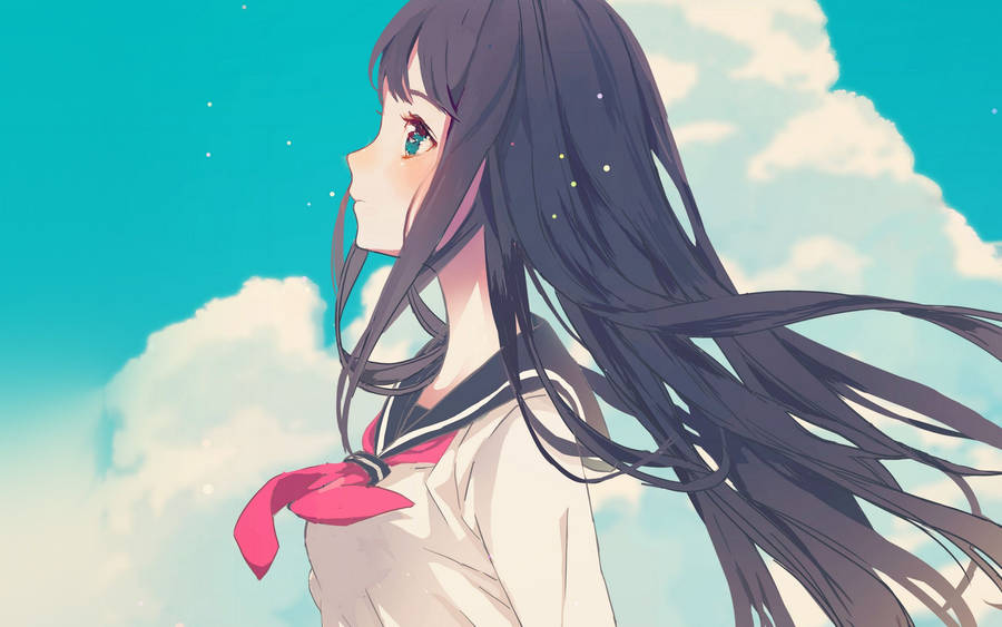 Cute Girl In Sailor Uniform Wallpaper