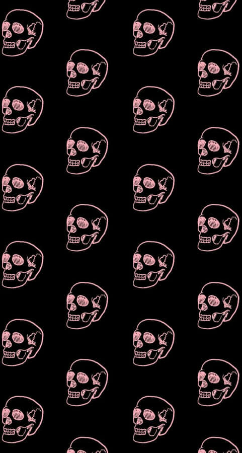 Cute Gothic Skull Black And Pink Wallpaper
