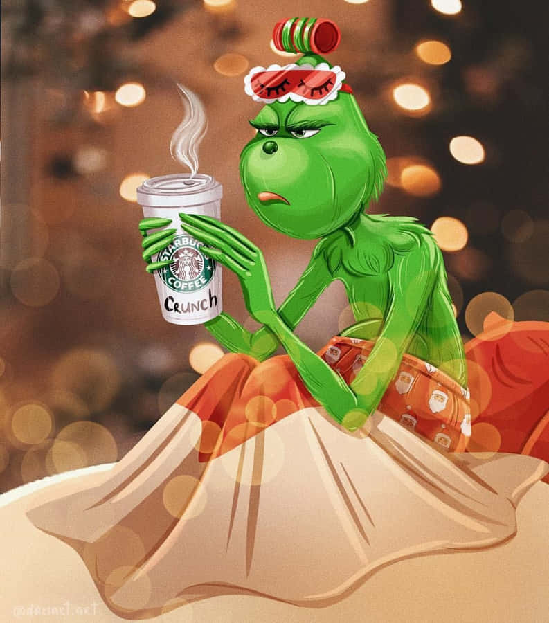 Cute Grinch In A Blanket Wallpaper