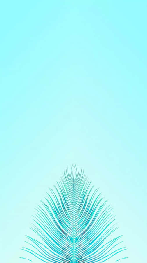 Cute Iphone Teal Feather With Thin Strands Wallpaper