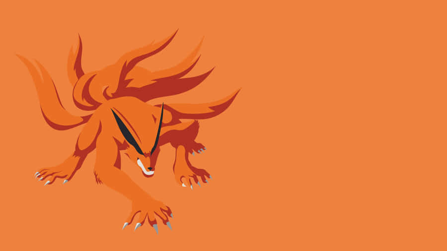 Cute Kurama Orange Aesthetic Minimalist Wallpaper