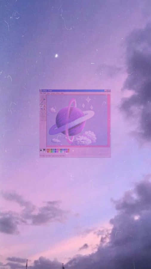 Cute Light Purple Saturn Paint Wallpaper