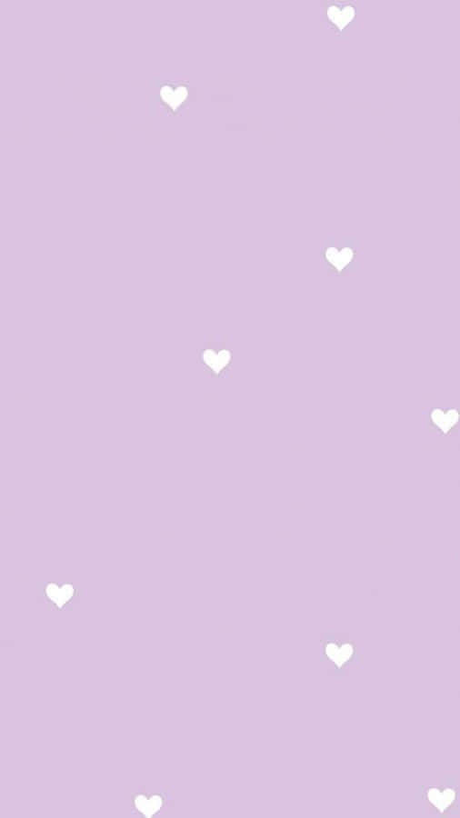 Cute Light Purple White Hearts Wallpaper