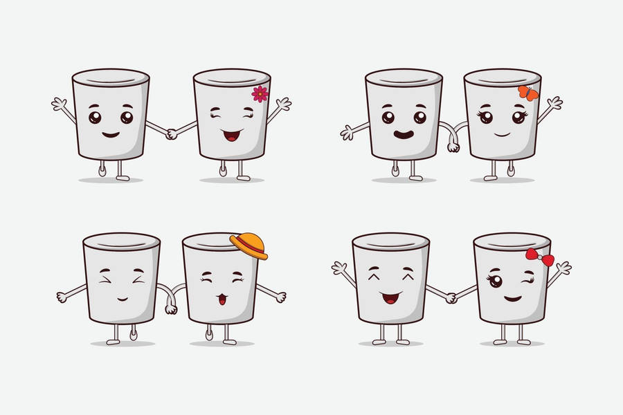 Cute Marshmallow Couple Vector Wallpaper