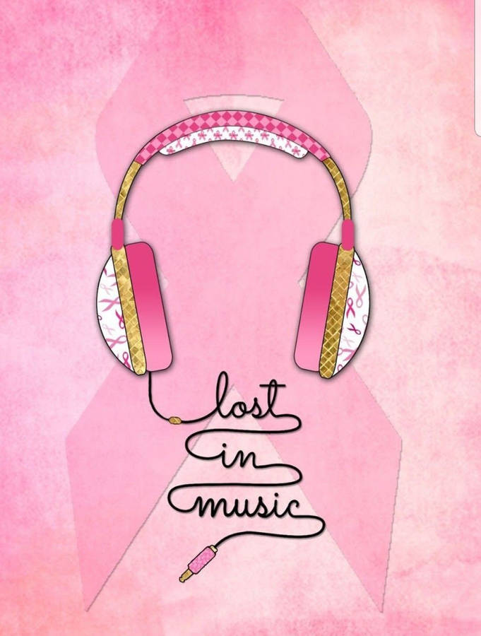 Cute Music Quote With Pink Headphones Wallpaper