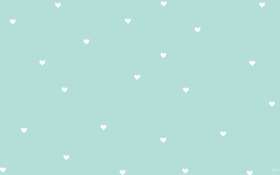 Cute Pastel Green White Hearts Pattern. Wallpaper