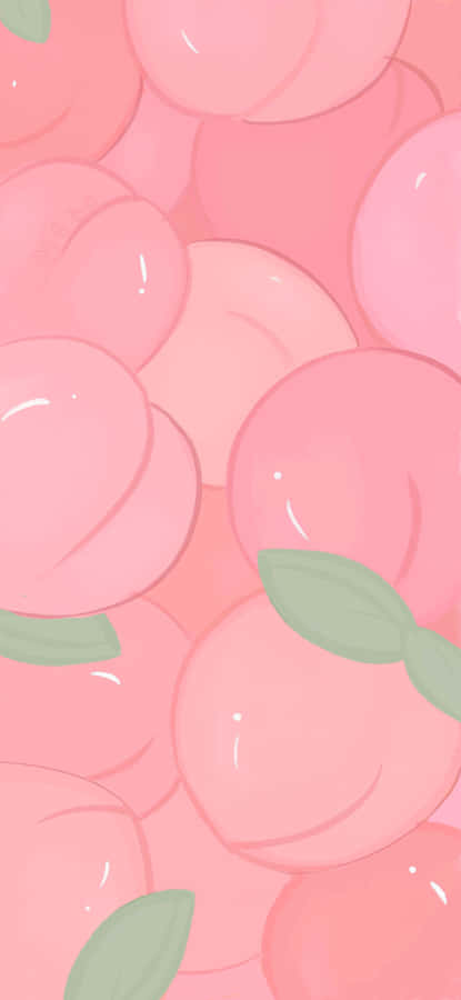 Cute Peach Art Pink Background Wallpaper