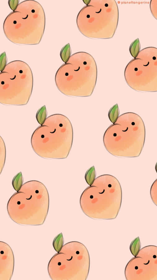 Cute Peach Drawing Pink Background Wallpaper
