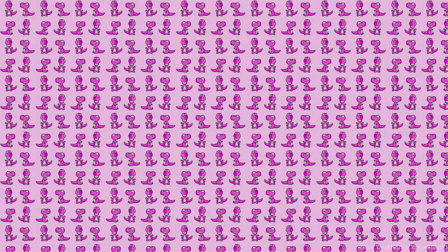 Cute Pink Dinosaur Tiny Pattern Art Wallpaper