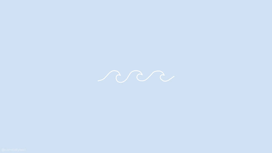 Cute Simple White Line Wave Aesthetic Desktop Wallpaper