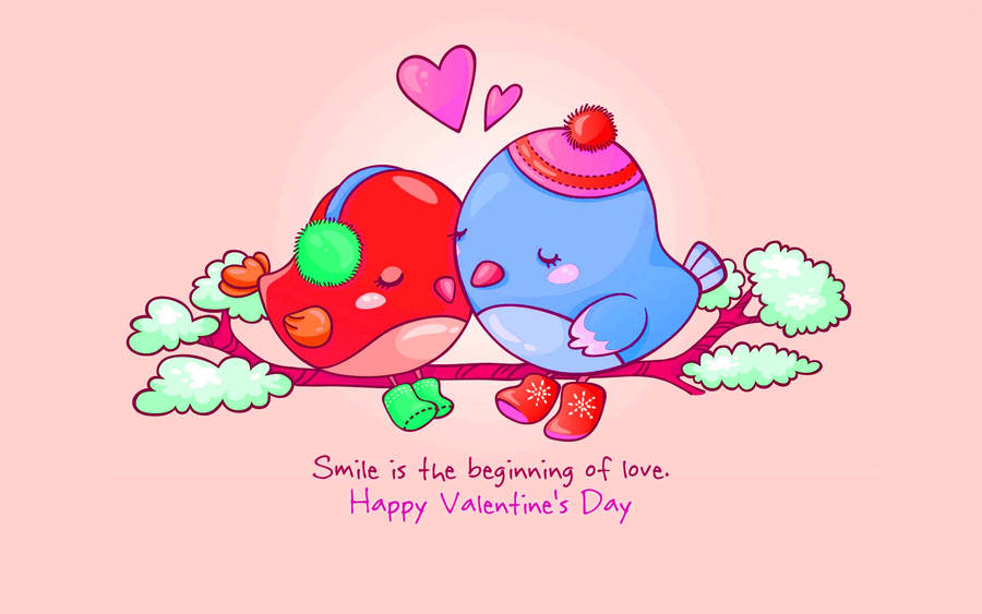 Cute Valentine's Day Love Birds Wallpaper
