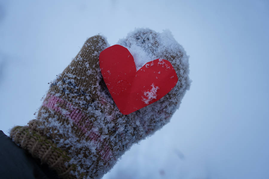 Cute Valentine's Day Snow Heart Wallpaper