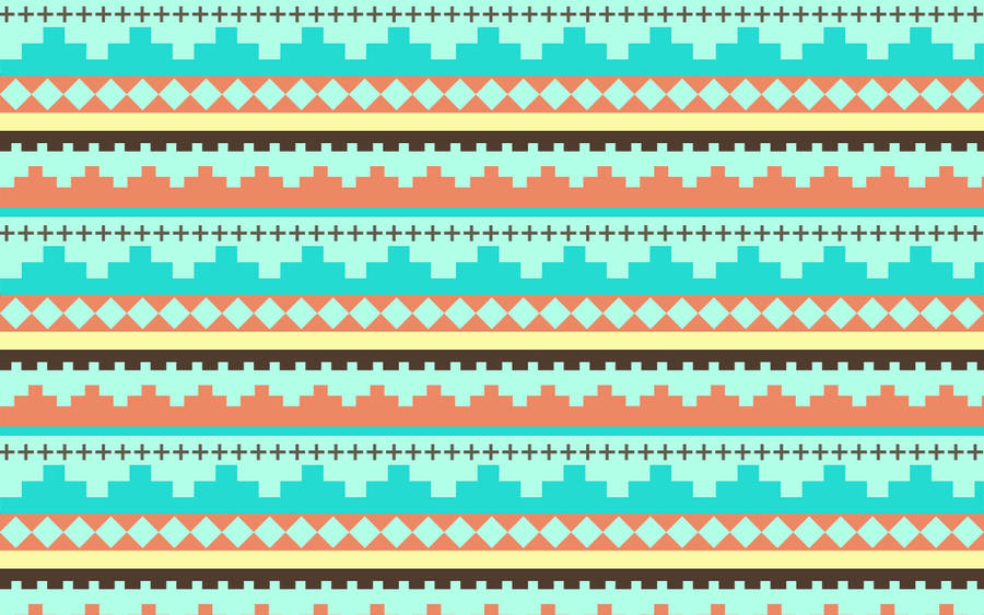 Cyan Blue Tribal Pattern Wallpaper
