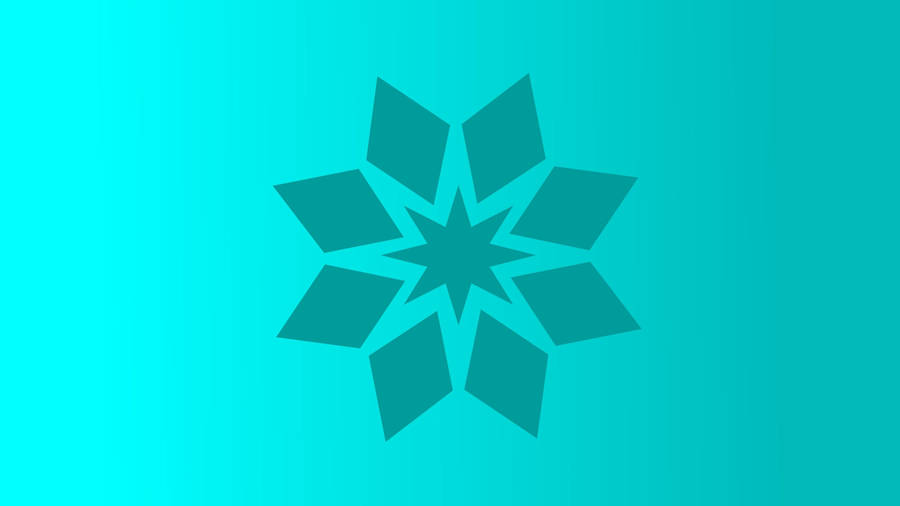 Cyan Symmetrical Flower Wallpaper