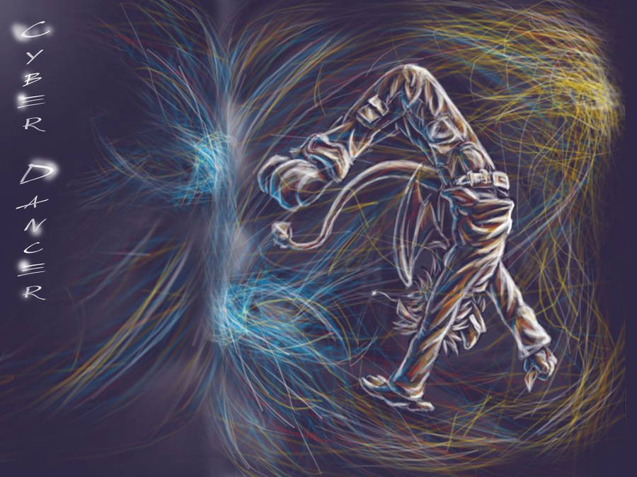 Cyber Dancer With Lines Wallpaper