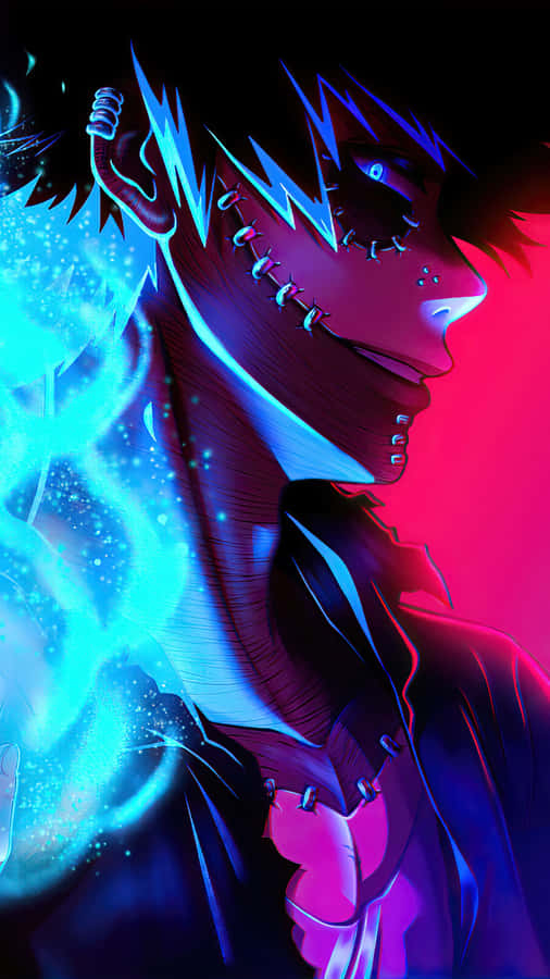 Dabi Glowing Bkue Light Pink Cnavas Phone Wallpaper
