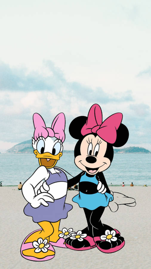 Daisy Duck And Minnie Mouse Swimsuit Wallpaper