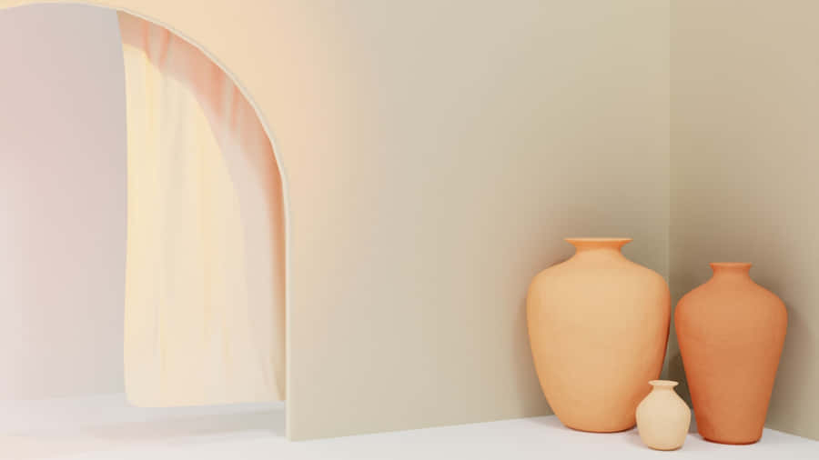 Danish Aesthetic Brown Pots Wallpaper