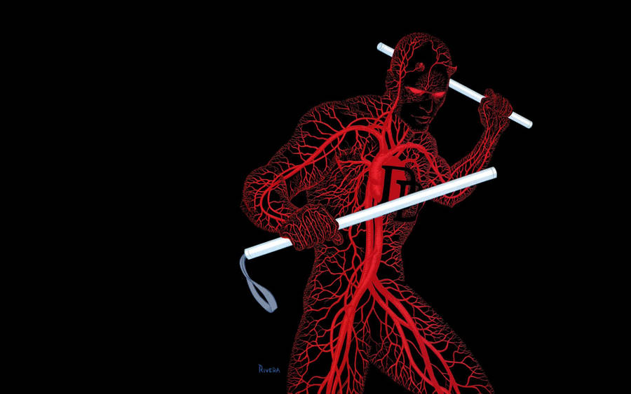 Daredevil Wielding A Double Weapon Wallpaper
