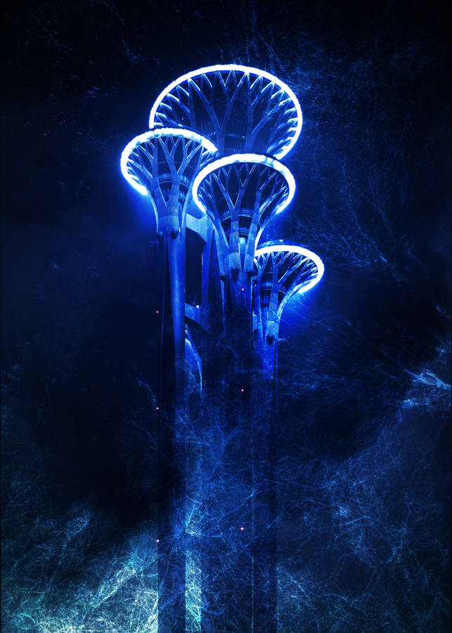 Dark Blue Aesthetic Towers Wallpaper