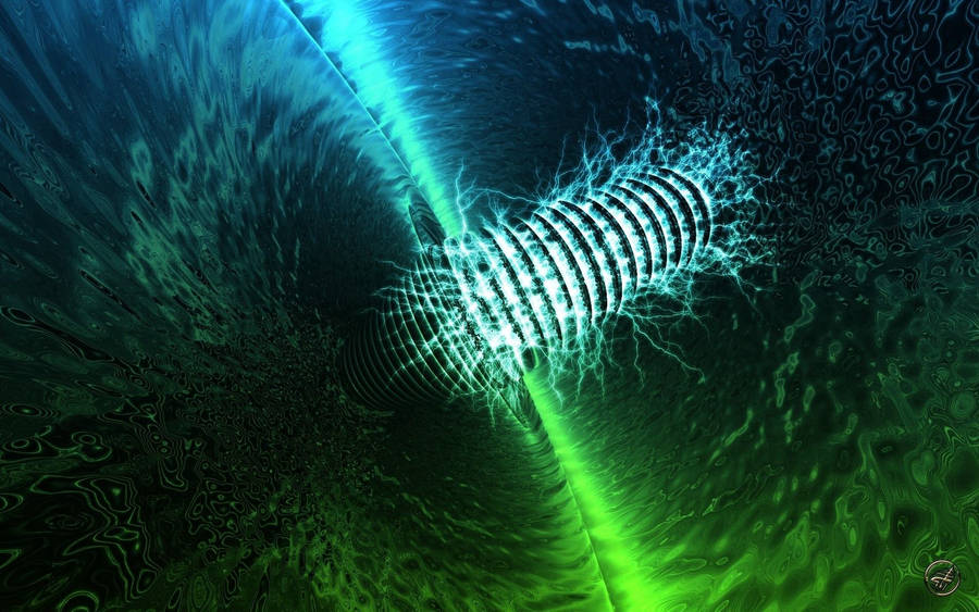 Dark Blue Green Neon Space Wallpaper