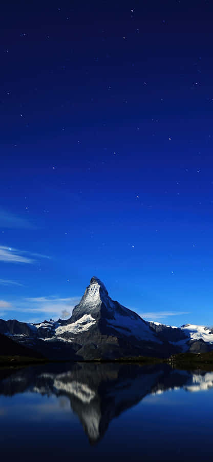 Dark Blue Starry Sky Above Matterhorn Wallpaper