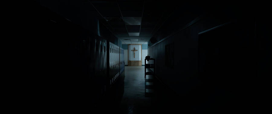 Dark Church Hallway Wallpaper