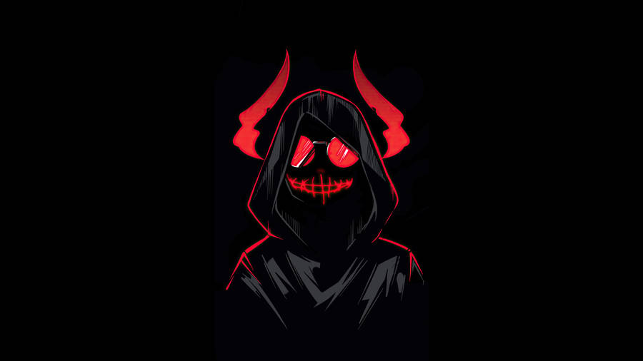 Dark Devil Red Horns Cartoon Wallpaper